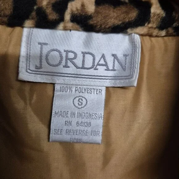 Leopard Print Faux Fur Zip-Up Vest Sleeveless S By Jordan Polyester Womens - Picture 3 of 6